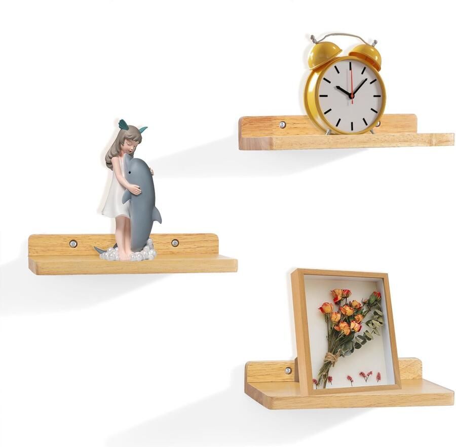 Ibenzoa Kleine zwevende wandplanken set van 3 voor ruimtes in huis