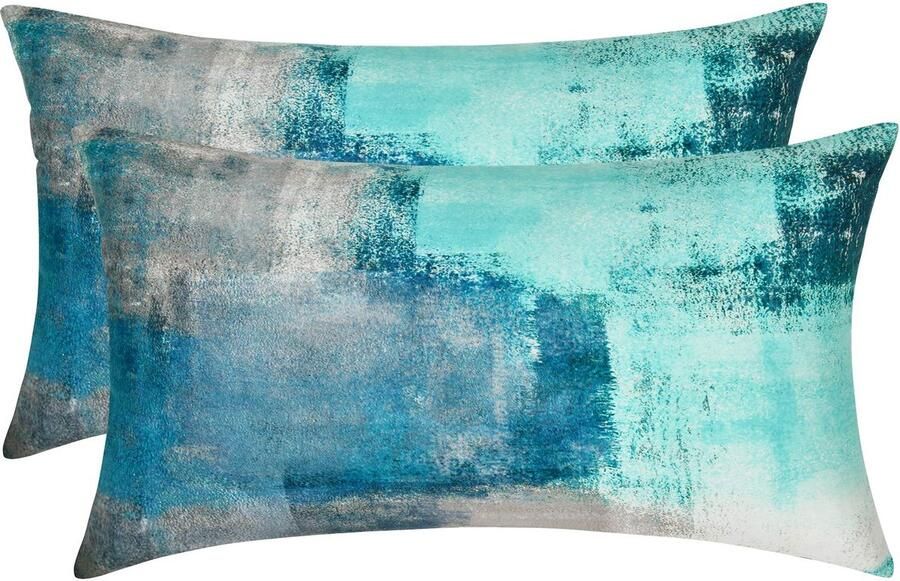 Ibenzoa Kleurrijke Turquoise Kussenslopen Set van 2 voor Bank en Slaapkamer Decoratie