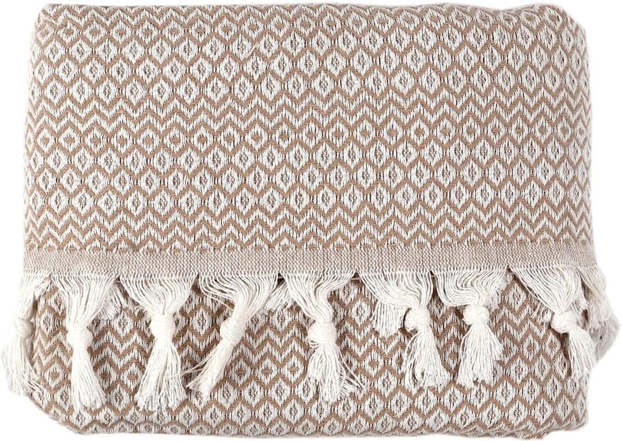 Ibenzoa Knusse Zand Beige Crème Dubbele Katoenen Sprei voor Bank en Bed 200 x 230 cm