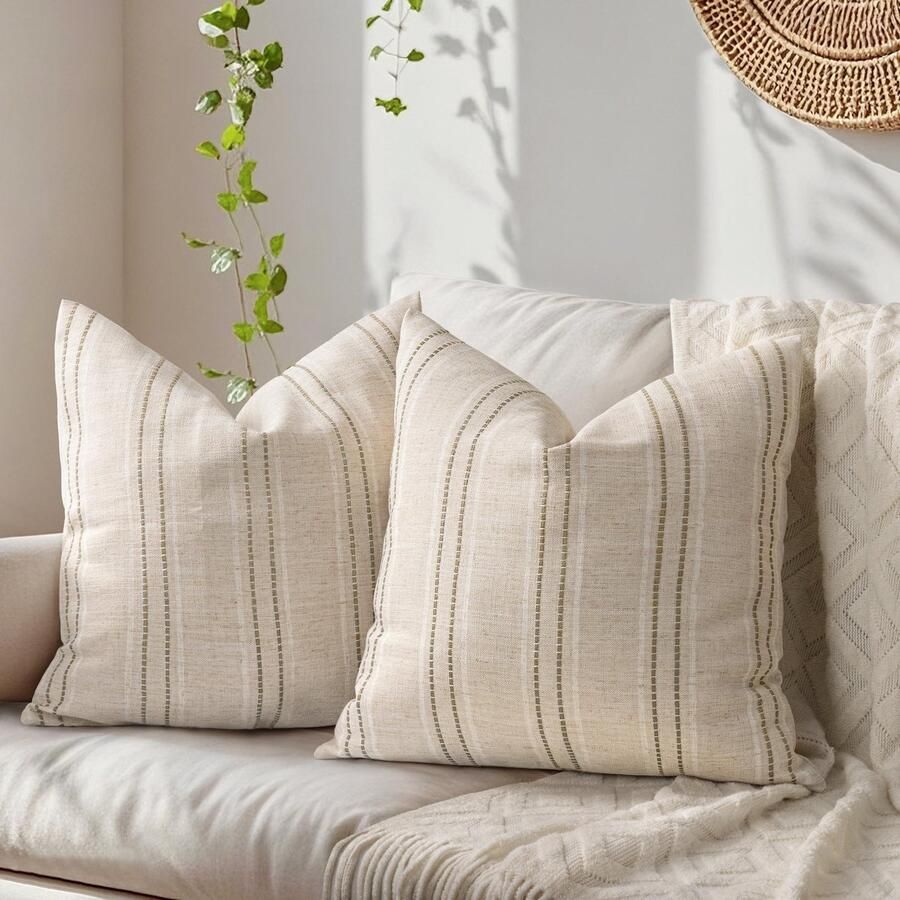 Ibenzoa Kussenhoezen Set van 2 met Moderne Strepen voor Bank of Bed Alleen Overtrek