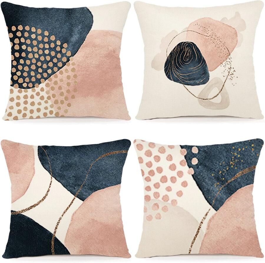 Ibenzoa Kussensloop 50 x 50 cm Set van 4 Sierkussens Linnen Kussenhoezen Moderne Bankkussens Boho Kussenslopen Abstract Patroon Kussenhoezen Voor Bank Slaapkamer Bank Outdoor Kussen 50 x 50