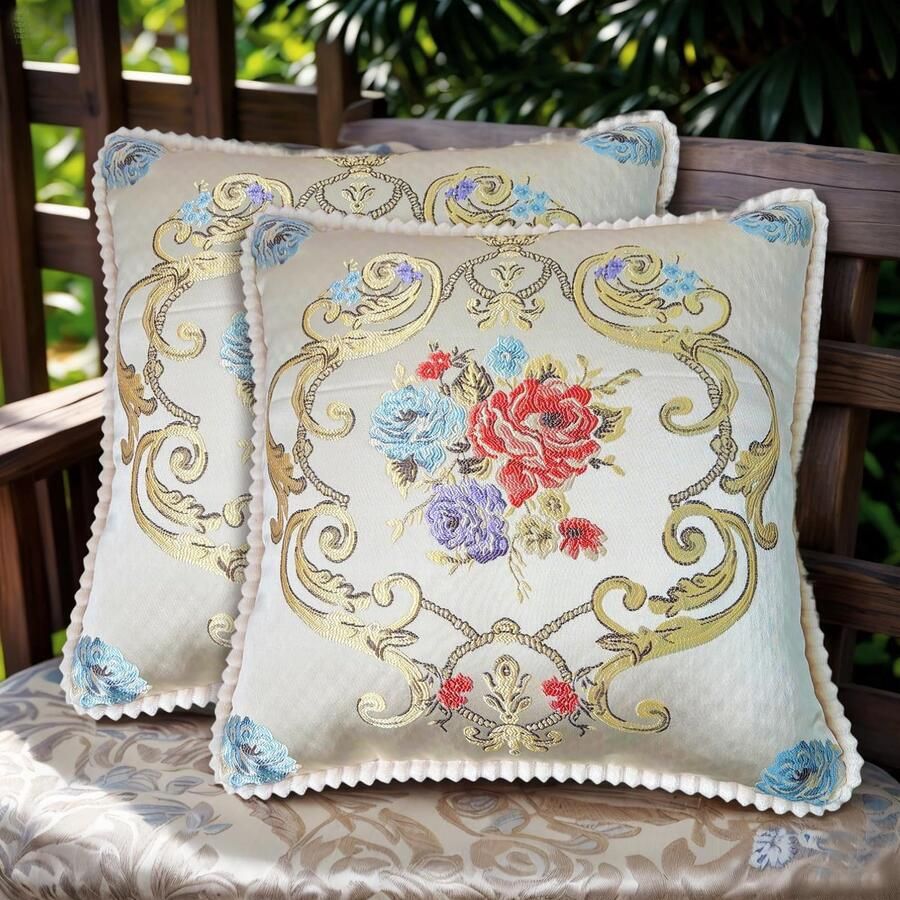 Ibenzoa Kussensloop Set van 2 Stuks Luxe Jacquardstof met Verborgen Ritssluiting voor Bank en Bed