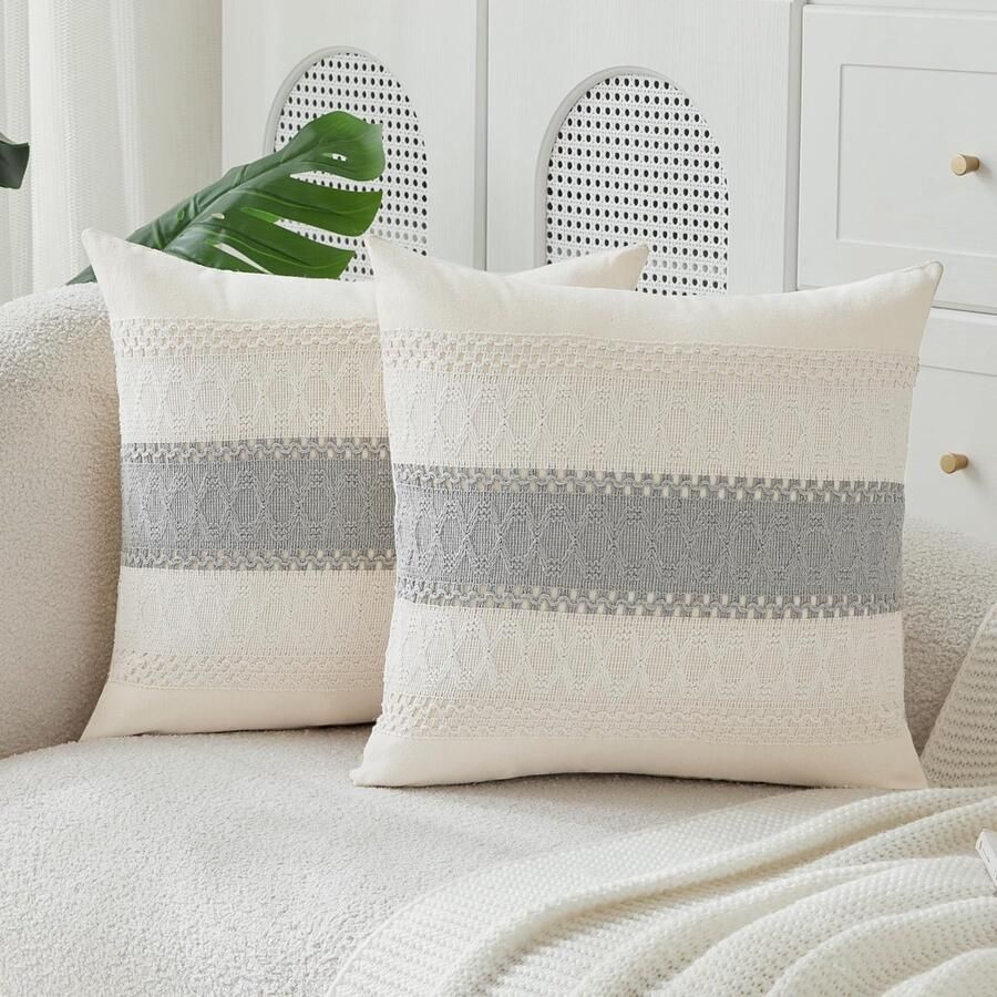 Ibenzoa Kussenslopen in Boho Stijl met Verborgen Ritssluiting voor Bank en Woonkamer Set van 2 55x55 cm