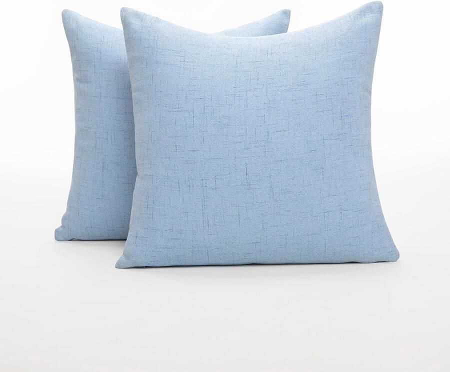 Ibenzoa Kussenslopen set in linnenlook met verborgen ritssluiting hemelsblauw 65x65 cm set van 2 voor bank en bed