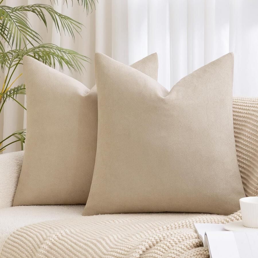 Ibenzoa Kussenslopen Set van 2: Taupe Chenille Kussenhoezen voor Bank en Woonkamer Decoratie