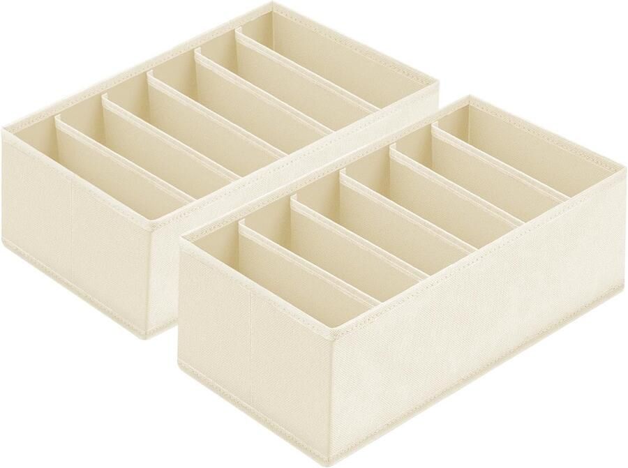 Ibenzoa Lade-organizer met zes vakken voor kleding en accessoires in beige set van twee