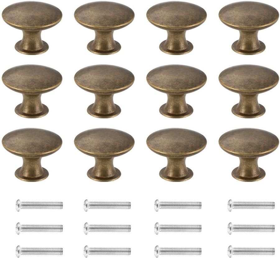 Ibenzoa Ladeknoppen voor meubels in vintage antiek messing geschikt voor kasten en laden set van 12 stuks