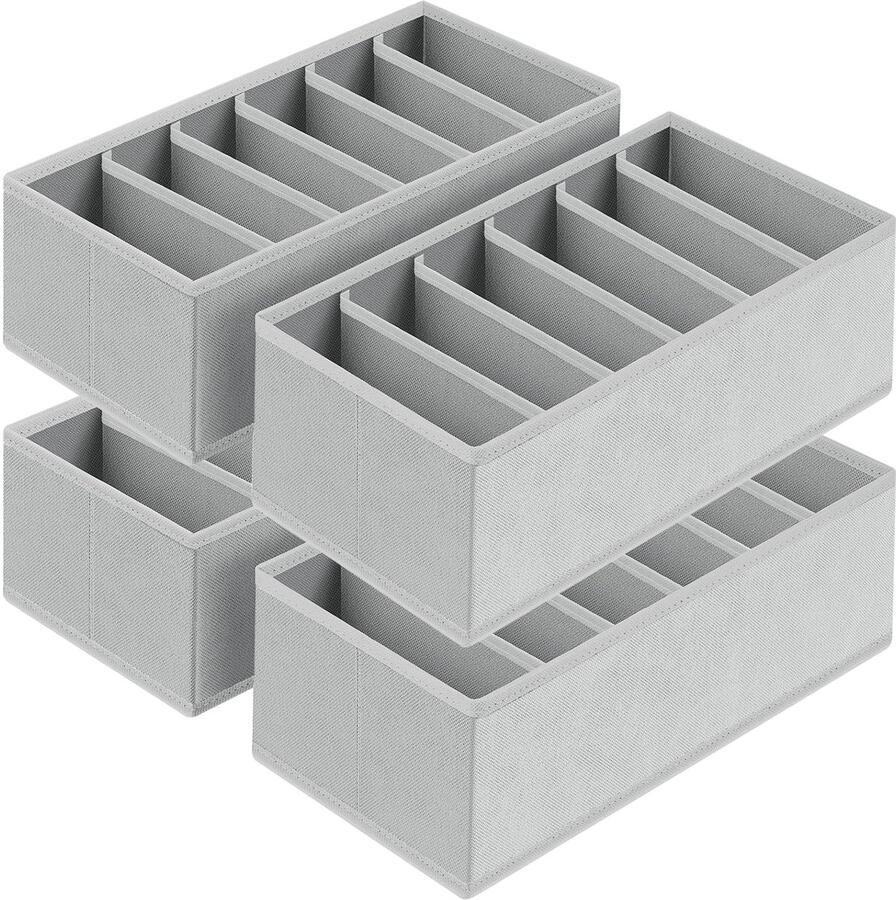 Ibenzoa Lichtgrijze stoffen lade-organizer met 6 vakken voor kledingstukken en accessoires