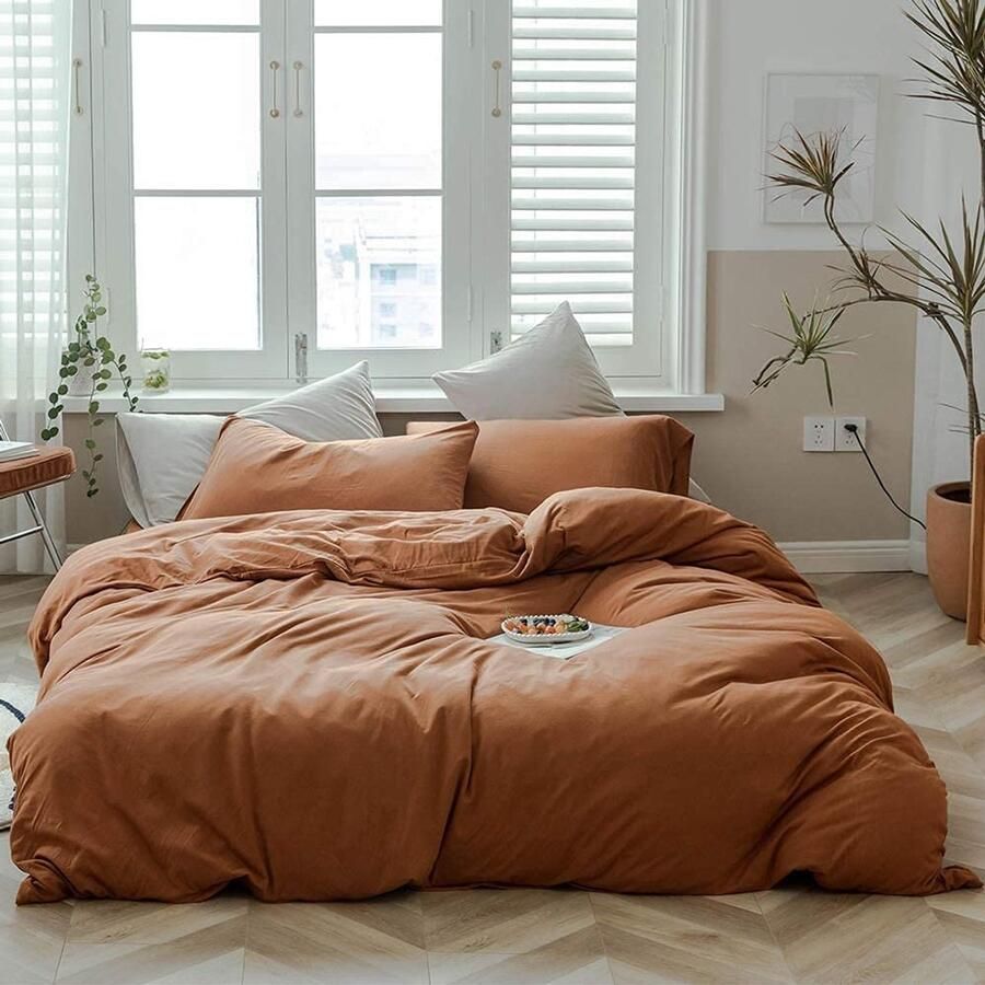 Ibenzoa Luxe katoenen beddengoedset voor tweepersoonsbed met vintage uitstraling