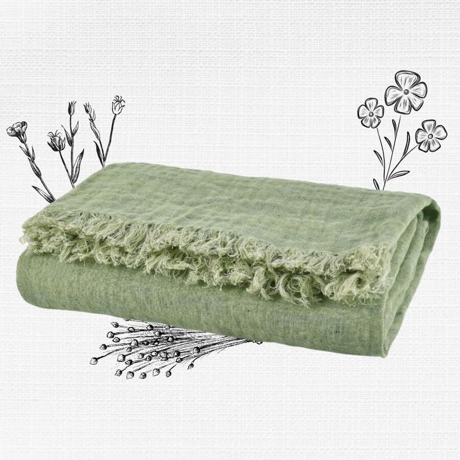 Ibenzoa Luxe Linnen Sprei met Scandinavisch Design en Boho Flair voor Bank en Bed 136 x 180 cm