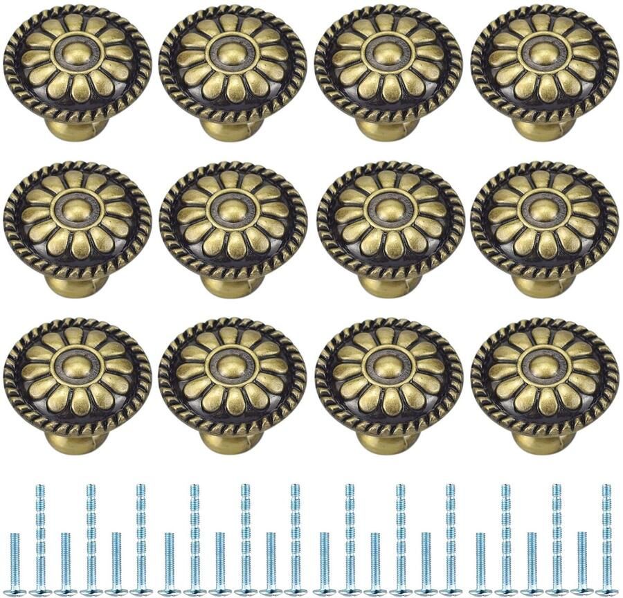 Ibenzoa Luxe Set van 12 Ronde Meubelknoppen met Verstelbare Schroeven voor Interieurstijlen
