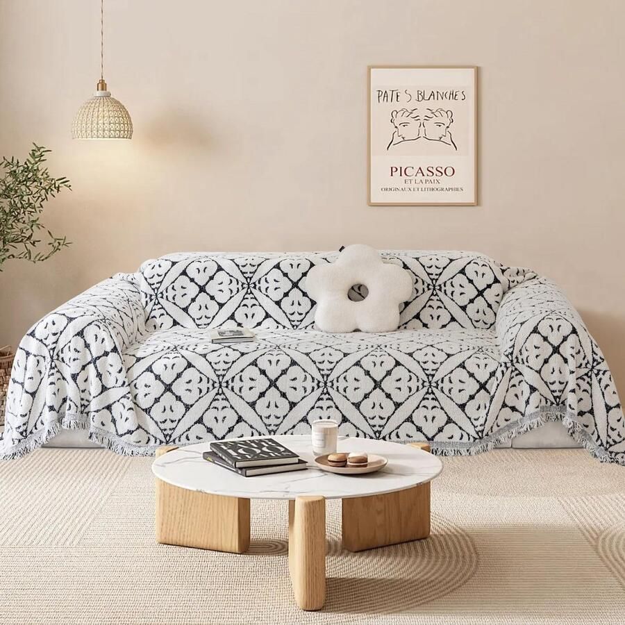 Ibenzoa Luxueuze Chenille Sofa Overtrek Met Elegante Quasten Voor Elk Seizoen