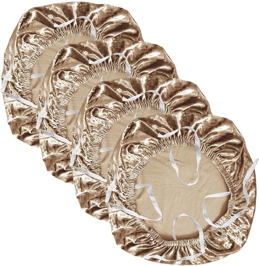 Ibenzoa Luxueuze fluwelen stoelhoezen voor veelzijdige toepassingen stretchbaar en wasbaar set van 4 goud