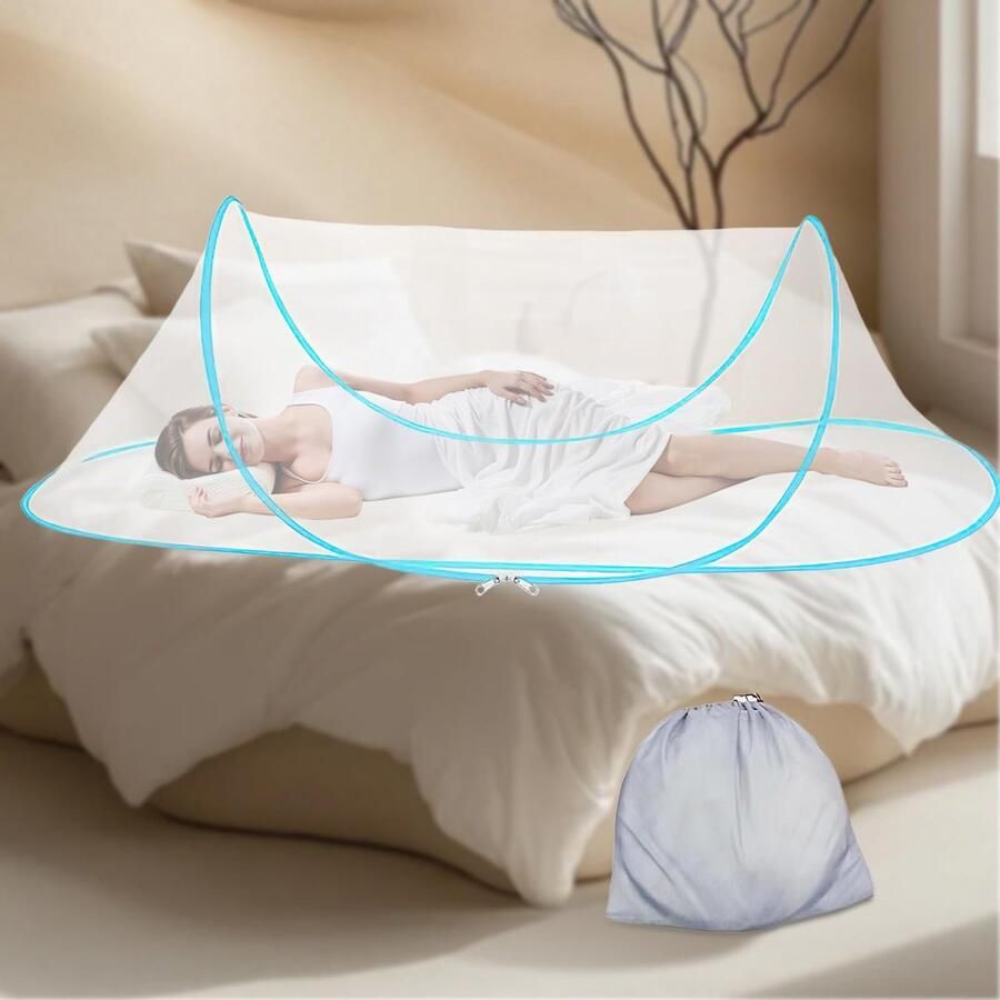 Ibenzoa Makkelijk Opvouwbaar Reis-Muggenbeschermingsnet voor Bed en Outdoor Activiteiten 200 x 80 x 56 cm