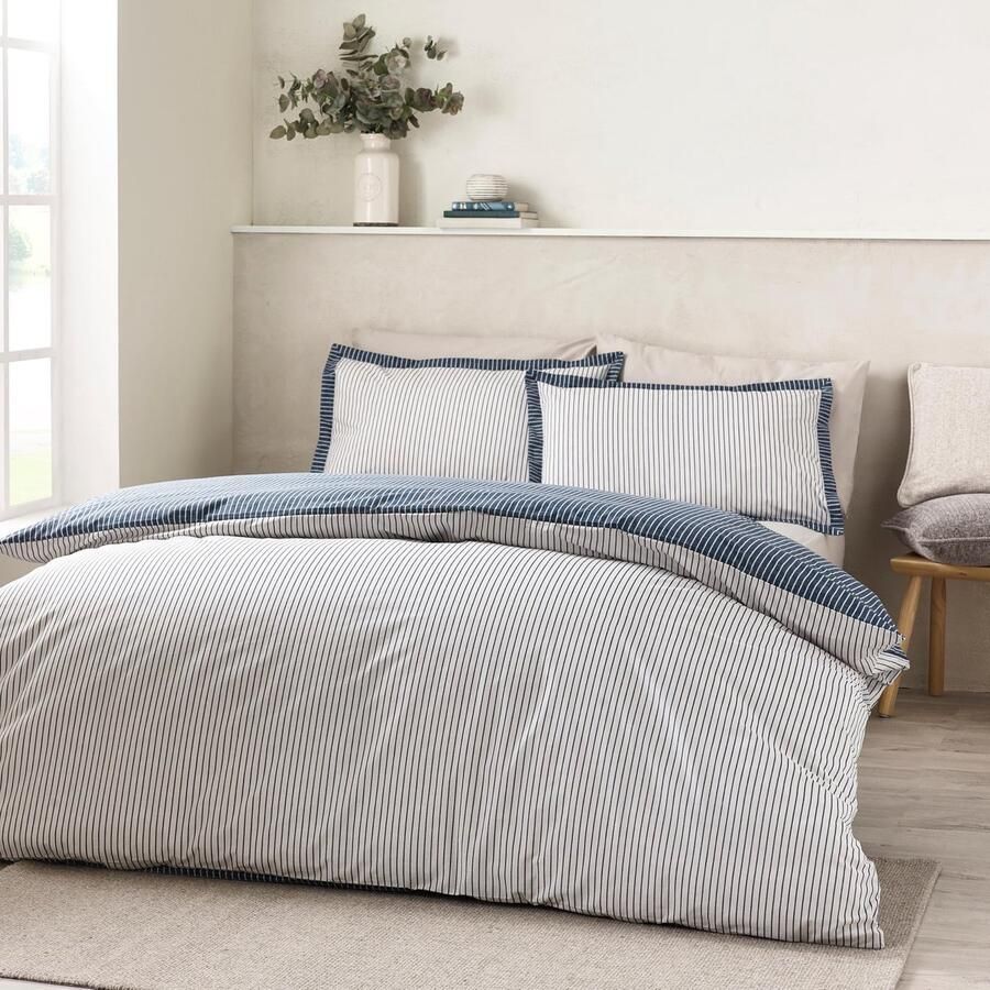 Ibenzoa Marineblauw beddengoedset met knoopsluiting en kussenhoes voor eenpersoonsbed