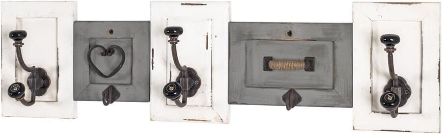 Ibenzoa Massief Hout Vintage Kapstok met Vijf Haken Robuuste en Stijlvolle Opbergoplossing