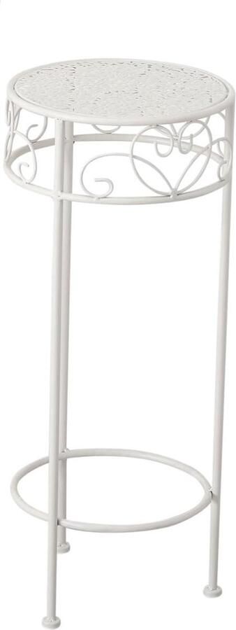 Ibenzoa Metalen bijzettafel in crème-wit voor planten en decoratie middelgroot model