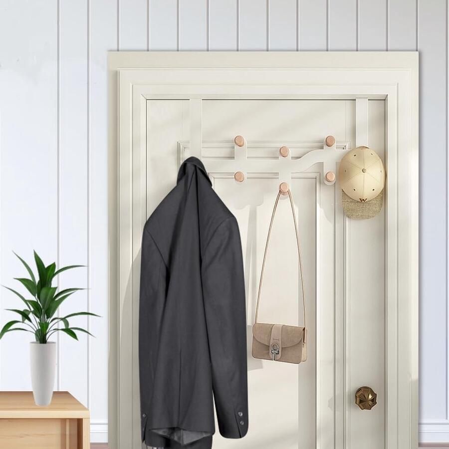 Ibenzoa Metalen Deurhaken Met 8 Houten Haken Voor Ruimtes In Huis