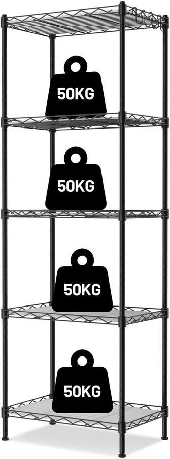 Ibenzoa Metalen opbergrek met verstelbare planken en hoge draagkracht voor thuis en kantoor