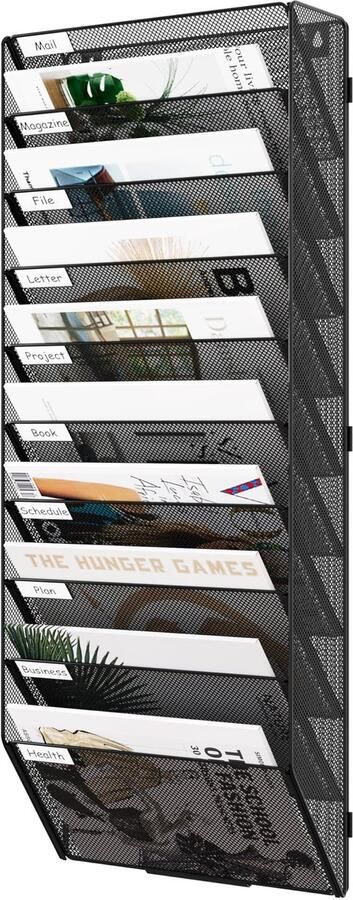 Ibenzoa Metalen wandorganizer met 10 vakken voor documenten en tijdschriften in modern mesh design