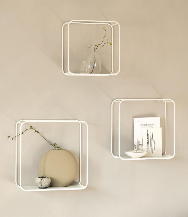 Ibenzoa Minimalistisch Metalen Wandrekset 3-delig voor Elke Kamer Strak Design in Wit