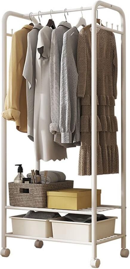 Ibenzoa Mobiel metalen kledingrek met haken en planken voor toepassingen