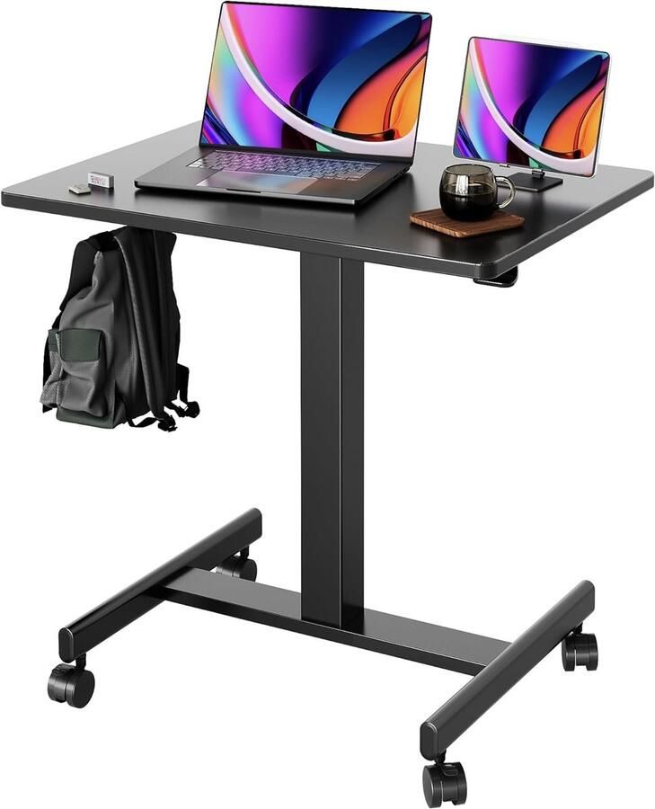 Ibenzoa Mobiele Bureau met Wielen Verstelbare Hoogte en Diepte voor Comfortabel Werken