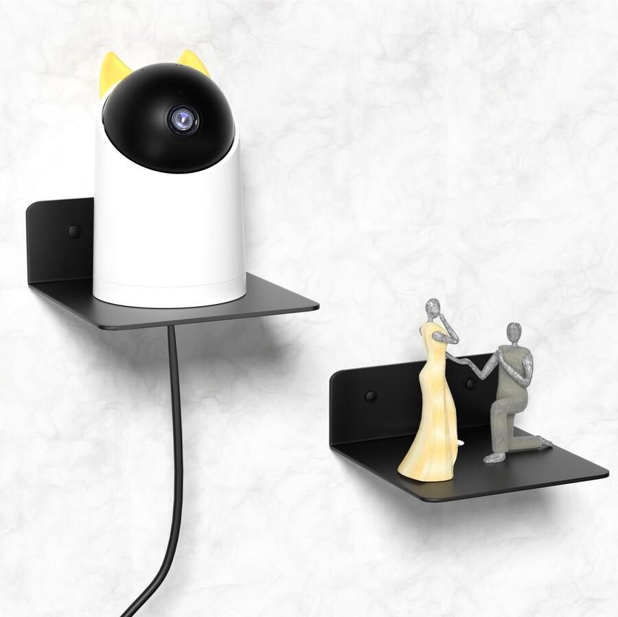 Ibenzoa Modern en Functioneel Klein Zwevend Wandrek met Kabelopening en Kleefbevestiging 2-Pack