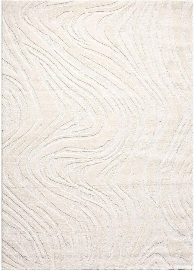 Ibenzoa Modern en Stijlvol Vloerkleed met 3D Golfpatroon voor Woonkamer en Slaapkamer Crème 160x230 cm