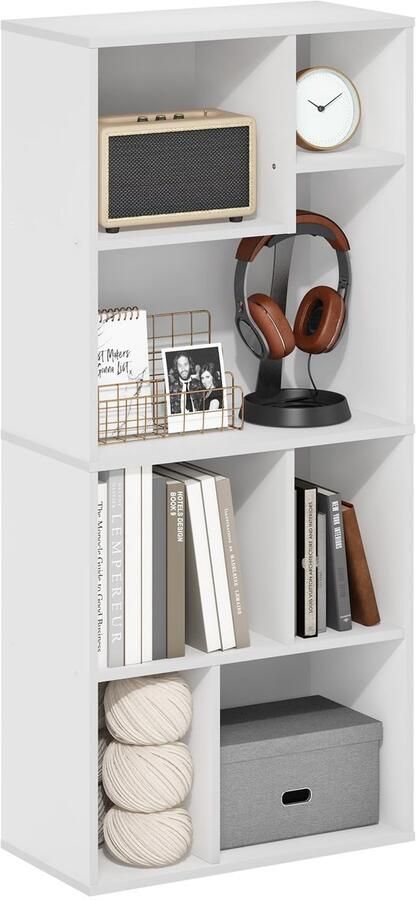 Ibenzoa Moderne asymmetrische boekenkast met zeven vakken voor veelzijdige opslag