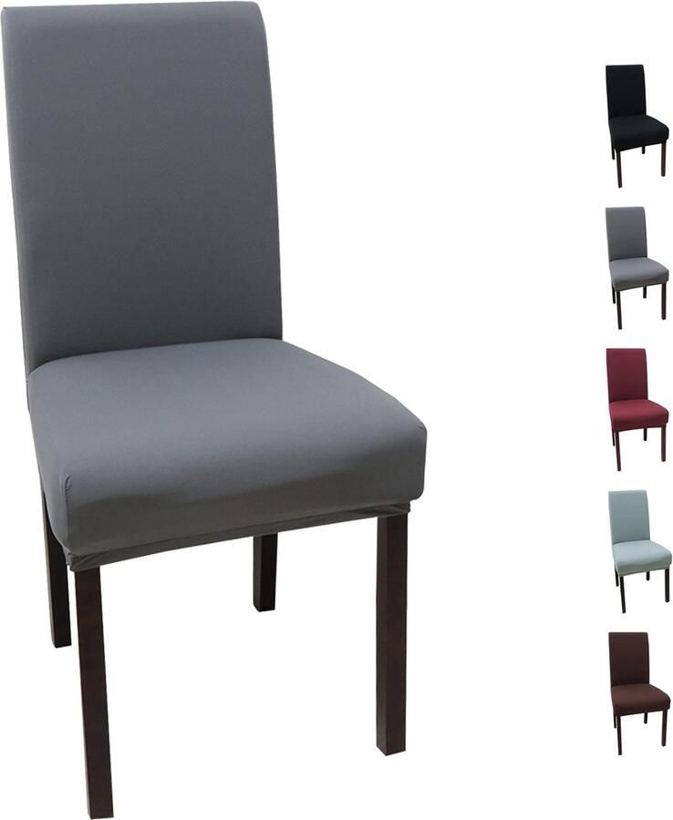 Ibenzoa Moderne Elastische Stoelhoezen Set voor Eetkamer Feest of Bruiloft 4 Stuks Grijs