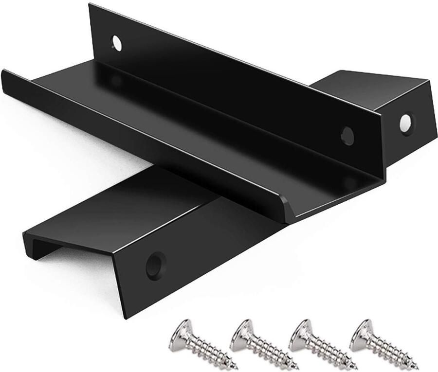 Ibenzoa Moderne en Onzichtbare Kast- en Kledingkastdeurgrepen Set van 4 Stuks Zwart 250 mm