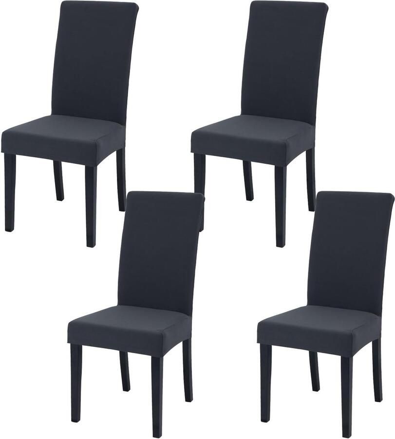Ibenzoa Moderne en Rekbare Stoelhoezen Set van 4 voor Eetkamer Hotel en Feestdecoratie in Donkergrijs