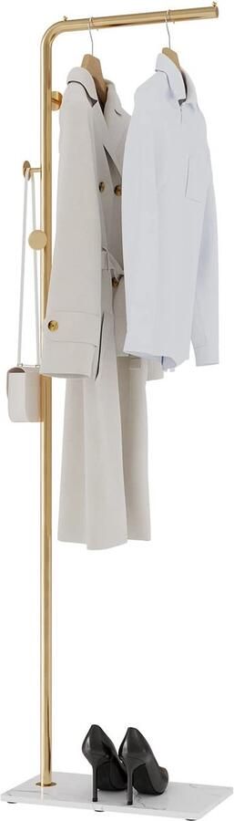 Ibenzoa Moderne en Stabiele Kapstok met Gouden Kledingstang en Haken voor Opbergruimte