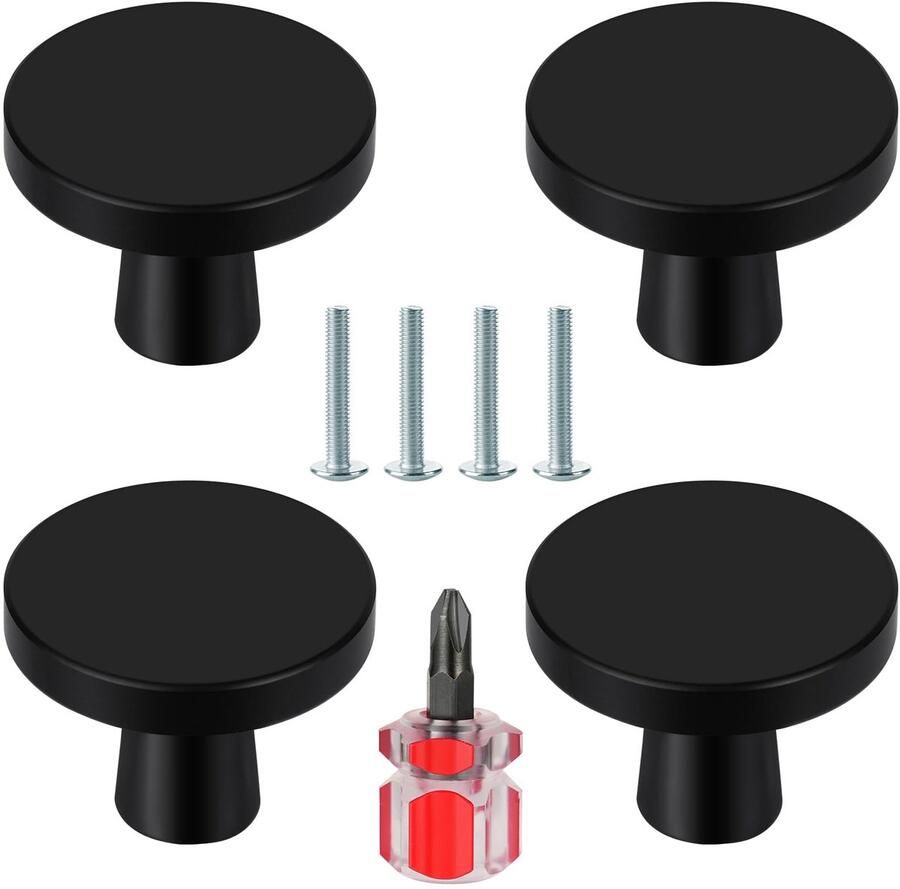 Ibenzoa Moderne en Stijlvolle Matzwarte Meubelknoppen met Schroeven voor Toepassingen