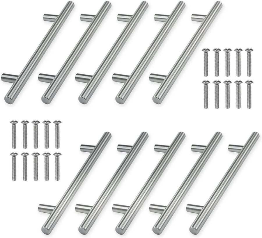 Ibenzoa Moderne Geborstelde Roestvrij Stalen Kastgrepen Set van 10 met 96 mm Gatafstand