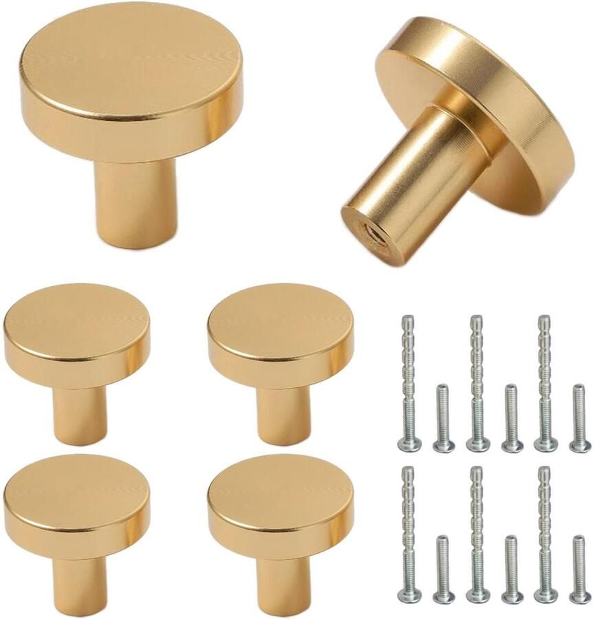 Ibenzoa Moderne Goudmatchende Meubeldeurknoppen – Set van 6 Voor Commode Kasten en Keuken