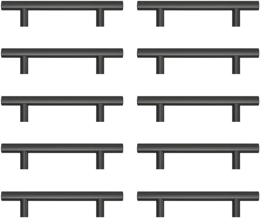 Ibenzoa Moderne Handgrepen voor Keukenkasten in Zwart Set van 10 Stuks 96 mm Gatafstand