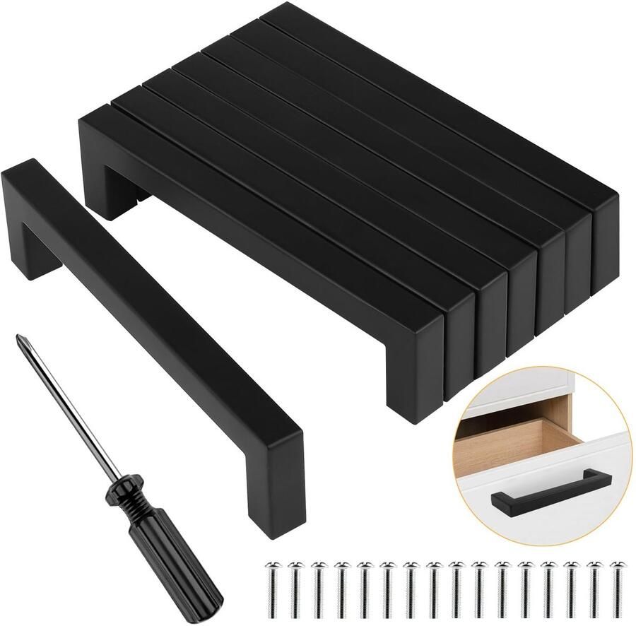 Ibenzoa Moderne Roestvrijstalen Handgrepen voor Keukenkasten en Meubels Set van 8 Stuks