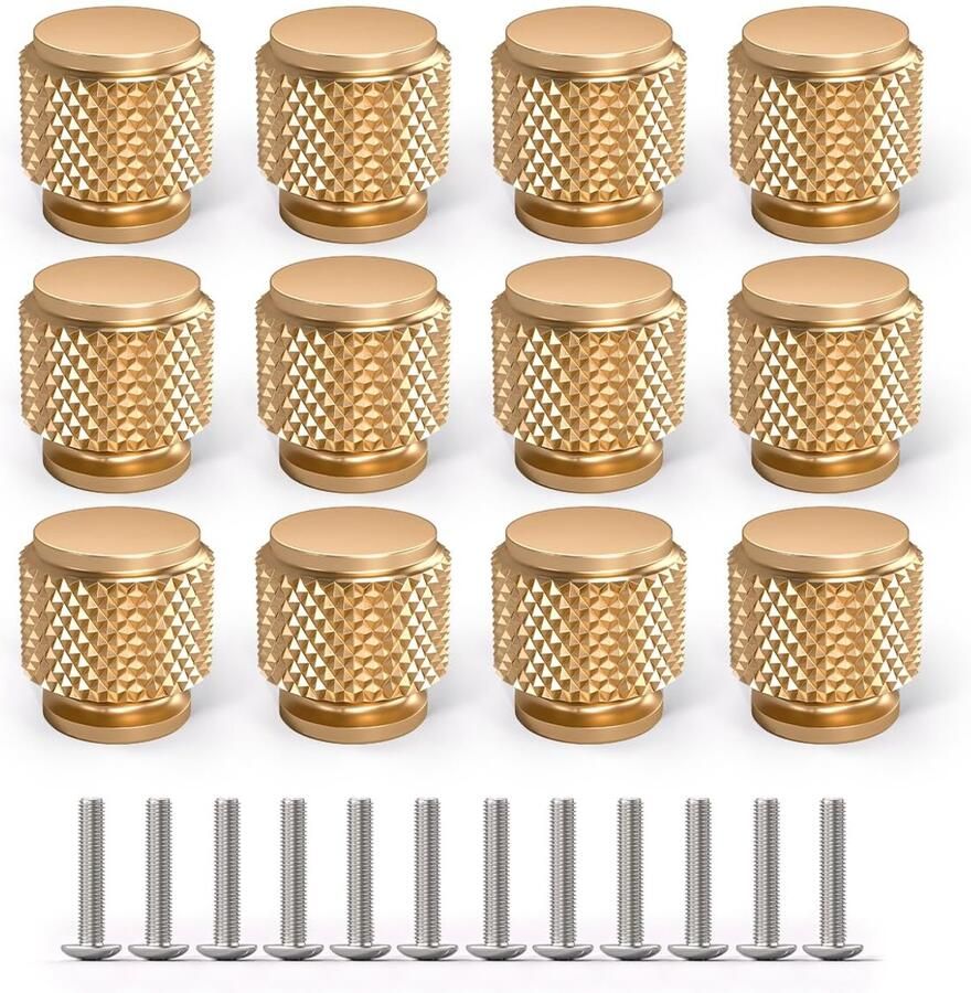 Ibenzoa Moderne Set van 12 Goudkleurige Knoppen voor Kasten en Lades