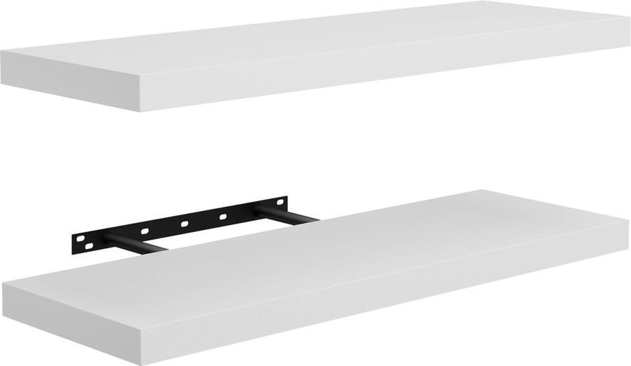 Ibenzoa Moderne set van 2 witte zwevende wandplanken voor veelzijdig gebruik in huis