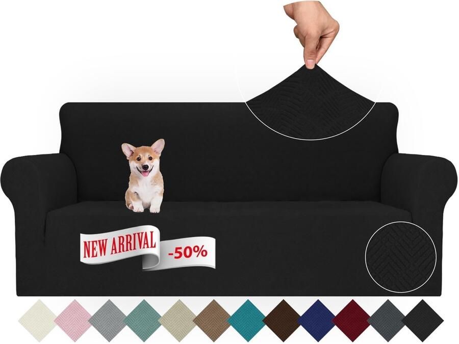 Ibenzoa Moderne Stretch Bankhoes voor 3-zitsbank met Antislip en Geometrisch Patroon