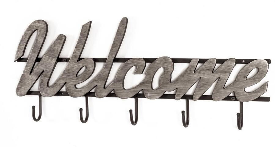 Ibenzoa Moderne Wandkapstok Set in Zwart Metaal met Zilveren MDF Letters – Functional en Stijlvol