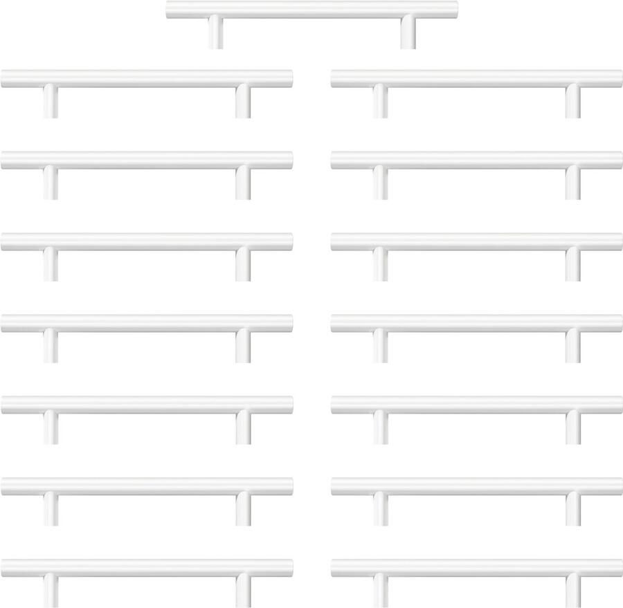 Ibenzoa Moderne witte keukenkast- en kastgrepen met roestvrij staal en poedercoating set van 15 128 mm