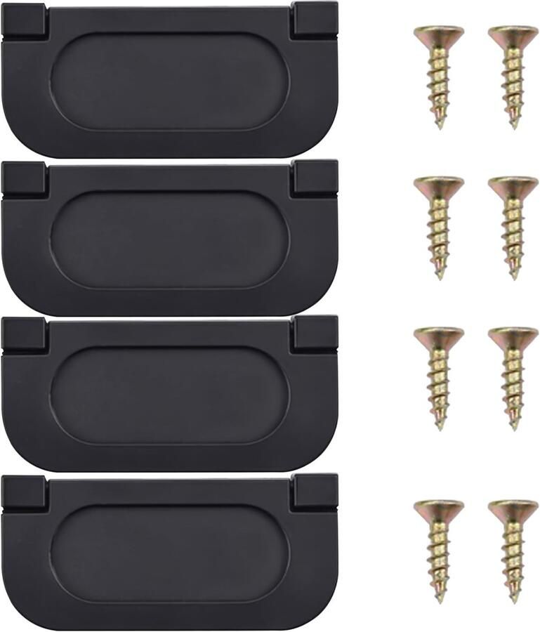Ibenzoa Moderne Zwarte Onzichtbare Handgrepen Set van 4 voor Kasten en Laden met Schroeven