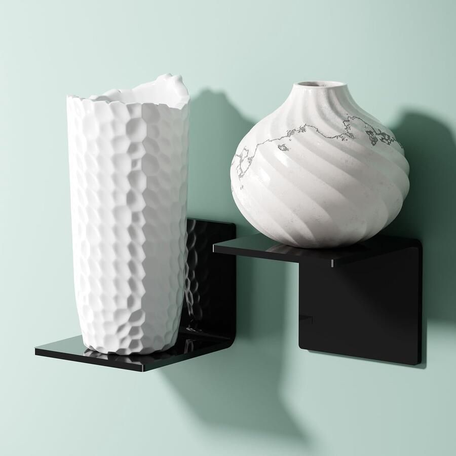 Ibenzoa Moderne Zweedelige Set van Zwarte Zwevende Wandplanken Compact Ontwerp voor Ruimtes