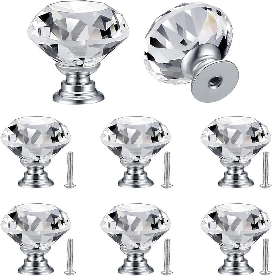 Ibenzoa Mooie Kristallen Meubelknoppen Kastknoppen voor Kasten en Lades Set van 8 Stuks