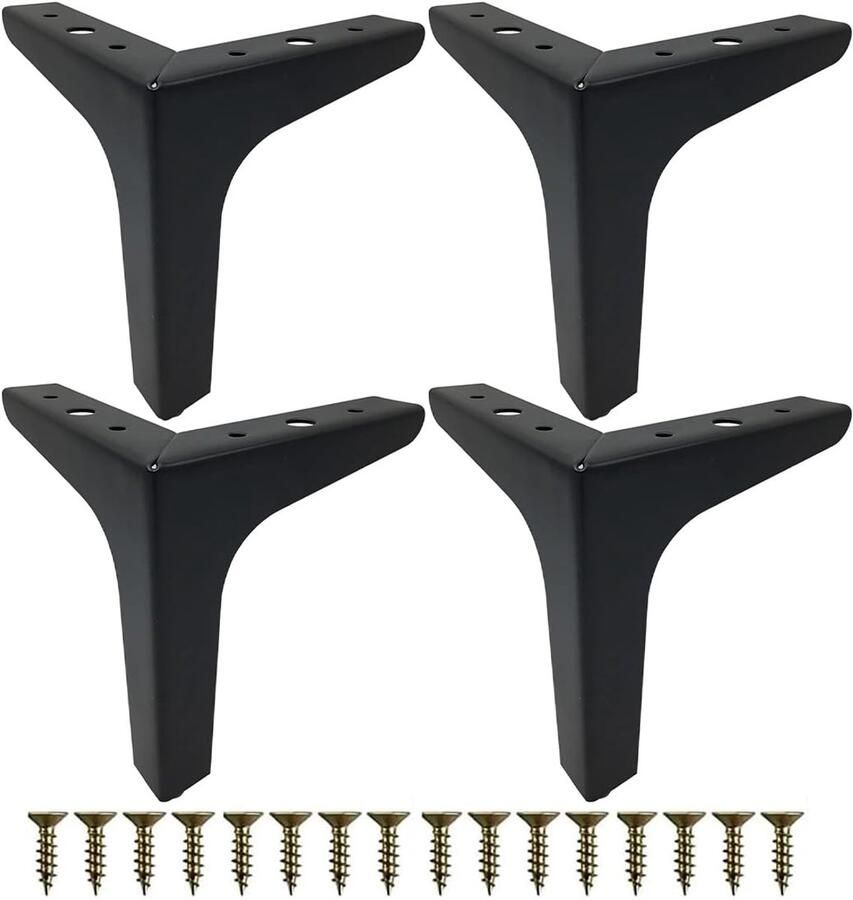 Ibenzoa Mooie set van 4 zwarte metalen meubelpoten voor veelzijdige DIY-projecten in huis