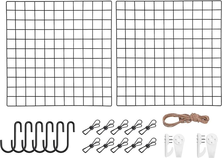 Ibenzoa Multifunctioneel Metalen Wandrooster Set voor Creatieve Decoratie en Organisatie