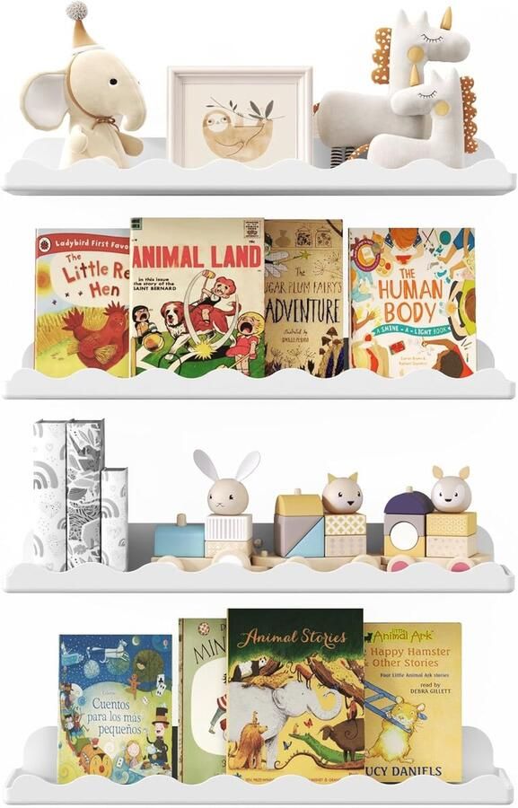 Ibenzoa Multifunctionele Houten Plankenwandset 4 Stuks 38cm Voor Kinderkamers